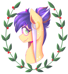 Size: 1280x1393 | Tagged: safe, artist:amiicommissions, imported from derpibooru, oc, oc:cookie, pony, bust, ear piercing, earring, female, glasses, jewelry, mare, piercing, portrait, simple background, solo, transparent background