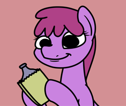 Size: 2048x1729 | Tagged: safe, artist:ewoudcponies, imported from derpibooru, berry punch, berryshine, earth pony, pony, bag, bottomless, bust, clothes, female, hoof hold, mare, paper bag, partial nudity, red background, simple background, smiling, solo