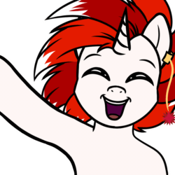 Size: 800x800 | Tagged: safe, artist:purple wingshade, imported from derpibooru, oc, oc only, oc:ryoku memori, alicorn, pony, animated, ear piercing, earring, emoji, gif, jewelry, piercing, solo, waving