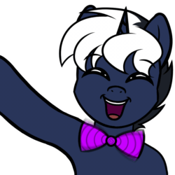 Size: 800x800 | Tagged: safe, artist:purple wingshade, imported from derpibooru, oc, oc only, oc:hypno swirl, pony, unicorn, animated, emoji, gif, horn, solo, waving