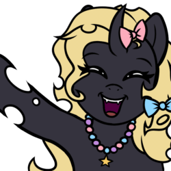 Size: 800x800 | Tagged: safe, artist:purple wingshade, imported from derpibooru, oc, oc only, oc:decora, changeling, pony, animated, emoji, gif, solo, waving