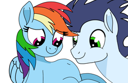Size: 2139x1395 | Tagged: safe, artist:pinky cloudy, imported from derpibooru, rainbow dash, soarin', pegasus, pony, female, male, mare, movie accurate, preggo dash, pregnant, shipping, soarindash, stallion, straight