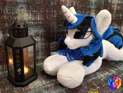 Size: 4070x3088 | Tagged: safe, artist:1stastrastudio, imported from derpibooru, oc, oc:black moon, pony, unicorn, horn, irl, lantern, lying down, photo, plushie, prone, solo