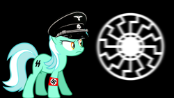 Size: 3840x2160 | Tagged: safe, editor:dpr, lyra heartstrings, pony, altbrony, brony, esoteric, fascism, fascist, female, mare, mlpol, my little pony, nazi, nazipone, occultist, sonnenrad, swastika, vril society