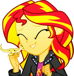 Size: 1114x1137 | Tagged: safe, edit, edited screencap, editor:pascalmulokozi2, imported from derpibooru, screencap, ray, sunset shimmer, gecko, human, leopard gecko, eqg summertime shorts, equestria girls, pet project, background removed, cute, daaaaaaaaaaaw, daydream, duo, female, hand on face, my little pony equestria girls: summertime shorts, not a vector, simple background, smiling, solo, solo female, transparent background