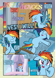 Size: 2482x3509 | Tagged: safe, artist:alexdti, imported from derpibooru, rainbow dash, pegasus, pony, comic:how we met, belly, comic, dialogue, eyes closed, female, filly, filly rainbow dash, floppy ears, foal, folded wings, implied mother and daughter, implied windy whistles, indoors, lying down, monologue, on back, open mouth, solo, speech bubble, spread wings, talking, wings, younger