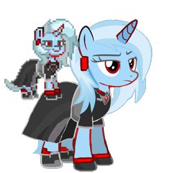 Size: 4080x4080 | Tagged: safe, imported from derpibooru, trixie, pony, unicorn, pony town, alicorn amulet, clothes, horn, red eyes, simple background, solo, transparent background