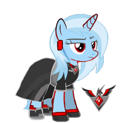 Size: 4080x4080 | Tagged: safe, imported from derpibooru, trixie, pony, unicorn, alicorn amulet, clothes, horn, red eyes, simple background, solo, transparent background