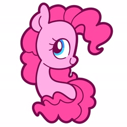 Size: 2048x2048 | Tagged: safe, artist:pilesofmiless, imported from derpibooru, pinkie pie, earth pony, pony, blue eyes, female, looking sideways, pink coat, pink mane, simple background, smiling, solo, solo female, sticker