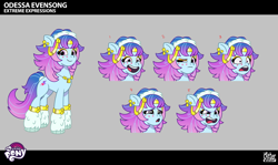 Size: 2475x1480 | Tagged: safe, imported from derpibooru, earth pony, pony, leak, clothes, colored, concave belly, concept art, cute, ear piercing, earring, expressions, facial expressions, female, g5, hasbro is trying to murder us, jewelry, leg warmers, lil critter workshop, long legs, looking at you, mare, music notes, my little pony: tell your tale, necklace, odessa evensong, odessabetes, official, piercing, reference sheet, slender, smiling, smiling at you, solo, tall, the petal gala, thin