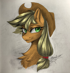 Size: 2856x2994 | Tagged: safe, artist:jsunlight, imported from derpibooru, applejack, earth pony, pony, solo, traditional art