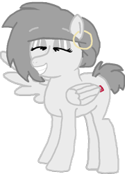 Size: 553x769 | Tagged: safe, artist:lrg!!, imported from derpibooru, oc, oc only, oc:estate velocity, pegasus, pony, bangles, car, ear piercing, earring, grin, jewelry, looking at you, pegasus oc, piercing, simple background, sitting, smiling, smiling at you, solo, srt8, transparent background, waving, waving at you, wings