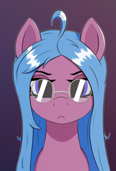 Size: 1700x2500 | Tagged: safe, artist:viaobscura, imported from derpibooru, oc, oc only, earth pony, pony, bust, glasses, gradient background, portrait, simple background, solo