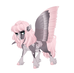 Size: 4800x4700 | Tagged: safe, artist:gigason, imported from derpibooru, oc, oc only, oc:florentina, pegasus, pony, absurd resolution, adoptable, adult blank flank, bangs, blank flank, blaze (coat marking), blue eyes, coat markings, colored, colored eyebrows, colored hooves, colored pinnae, colored wings, colored wingtips, ear fluff, eyelashes, facial markings, female, female oc, fetlock tuft, flat colors, gradient hooves, gradient legs, gradient mane, gradient tail, gradient wings, gray coat, hooves, lidded eyes, looking back, magical lesbian spawn, mare, mare oc, multicolored wings, obtrusive watermark, offspring, one wing out, parent:fuchsia frost, parent:oc:double date, parents:canon x oc, pegasus oc, pink hooves, pink mane, pink tail, pink wingtips, pinto, simple background, smiling, smirk, snip (coat marking), solo, striped mane, striped tail, tail, thick eyelashes, transparent background, watermark, wings