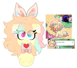 Size: 3719x3299 | Tagged: safe, artist:crazysketch101, imported from derpibooru, oc, oc only, oc:lucky dip, earth pony, pony, pony town, bow, bust, chest fluff, clothes, earth pony oc, floppy ears, hair bow, heterochromia, mouth hold, necktie, portrait, simple background, solo, transparent background