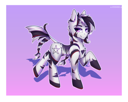 Size: 3000x2400 | Tagged: safe, artist:divori, imported from derpibooru, oc, oc only, oc:star nova, hybrid, pony, zebra, zebroid, zony, braid, chest fluff, ear fluff, gradient background, looking at you, male, smiling, smiling at you, solo, stallion