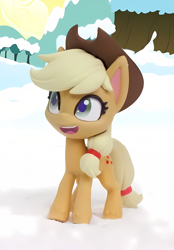 Size: 2496x3580 | Tagged: safe, imported from derpibooru, screencap, applejack, earth pony, pony, my little pony: pony life, my little pony: stop motion short, snowball fight (short), cropped, cute, solo