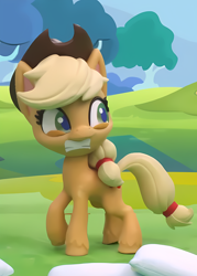 Size: 2016x2812 | Tagged: safe, imported from derpibooru, screencap, applejack, earth pony, pony, my little pony: pony life, my little pony: stop motion short, pillow fight (short), solo