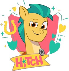 Size: 1544x1596 | Tagged: safe, imported from derpibooru, hitch trailblazer, earth pony, pony, .ai available, .svg available, g5, g5 brand assets, male, my little pony: tell your tale, official, sheriff's badge, simple background, solo, stallion, svg, transparent background, vector