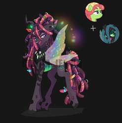 Size: 2384x2412 | Tagged: safe, artist:couka-jeiko, imported from derpibooru, oc, oc only, changeling, changeling queen, pony, adoptable, female, fusion, fusion:queen chrysalis, fusion:tree hugger, high res, mare, solo, watermark