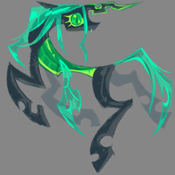 Size: 2000x2000 | Tagged: safe, artist:ch-1060, imported from derpibooru, queen chrysalis, changeling, changeling queen, female, green eyes, green mane, looking back, simple background, solo, solo female, stylized