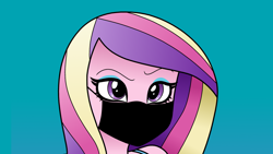 Size: 3840x2160 | Tagged: safe, editor:brokenadam, imported from derpibooru, princess cadance, equestria girls, 16:9, 4k, absurd resolution, coronavirus, covid-19, dean cadance, eyeshadow, face mask, gradient background, high res, makeup, mask, my little pony equestria girls: friendship games