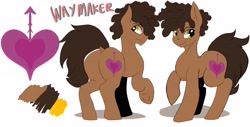 Size: 4096x2077 | Tagged: safe, artist:mylittlewarhorse, imported from derpibooru, oc, oc only, oc:waymaker, earth pony, pony, butt, high res, male, plot, raised hoof, reference sheet, simple background, solo, stallion, wavy mouth, white background