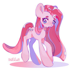 Size: 1692x1534 | Tagged: safe, artist:p.ill.s, imported from derpibooru, pinkie pie, earth pony, pony, crying, female, mare, pinkamena diane pie, simple background, solo, teary eyes, walking, white background