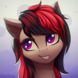 Size: 2000x2000 | Tagged: safe, artist:adagiostring, imported from derpibooru, oc, oc only, oc:se solar eclipse, pegasus, pony, black and red mane, bust, female, high res, mare, pegasus oc, portrait, solo, wings