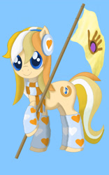 Size: 1280x2048 | Tagged: safe, artist:maslivka, imported from derpibooru, oc, oc only, oc:aureate flame, earth pony, pony, clothes, flag, headphones, leg warmers, scarf, simple background, solo