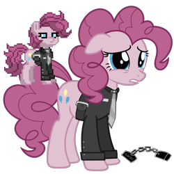 Size: 4085x4085 | Tagged: safe, imported from derpibooru, mean pinkie pie, earth pony, pony, pony town, the mean 6, clone, clothes, cuffs, female, mare, simple background, solo, transparent background