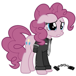 Size: 4085x4085 | Tagged: safe, imported from derpibooru, mean pinkie pie, earth pony, pony, the mean 6, clone, clothes, cuffs, female, mare, simple background, solo, transparent background