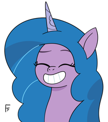 Size: 3120x3508 | Tagged: safe, artist:frownfactory, imported from derpibooru, izzy moonbow, pony, unicorn, eyes closed, female, g5, horn, simple background, smiling, solo, transparent background