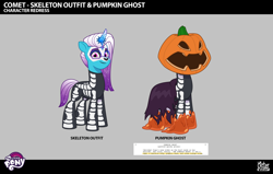 Size: 2532x1608 | Tagged: safe, imported from derpibooru, pony, spoiler:tyts02e37, .psd available, auroricorn, behind the scenes, clothes, comet (g5), concept art, costume, g5, lil critter workshop, male, my little pony logo, nightmare night, nightmare night costume, official, smiling, solo, stallion