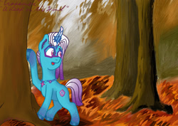 Size: 1999x1414 | Tagged: safe, artist:gosupermarinespitfire, imported from derpibooru, pony, auroricorn, autumn, comet (g5), forest, g5, male, nature, outdoors, solo, stallion, tree