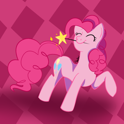 Size: 1500x1500 | Tagged: safe, artist:cuts3y-mew, imported from derpibooru, pinkie pie, earth pony, eyes closed, female, solo, wand