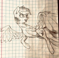 Size: 2048x2020 | Tagged: safe, artist:naafreelanceartist, imported from derpibooru, rainbow dash, pegasus, pony, female, flying, lined paper, mare, open mouth, sketch, solo, spread wings, traditional art, wings