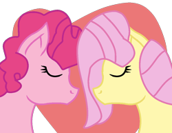 Size: 994x767 | Tagged: safe, artist:jadeharmony, imported from derpibooru, fluttershy, pinkie pie, earth pony, pegasus, pony, base used, cute, diapinkes, duo, eyes closed, female, flutterpie, heart, lesbian, mare, shipping, shyabetes