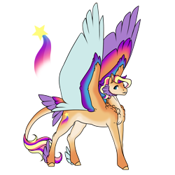 Size: 2000x2000 | Tagged: safe, artist:oneiria-fylakas, imported from derpibooru, oc, oc:rainbow startrail, pegasus, pony, cheek feathers, colored wings, feathered fetlocks, male, multicolored wings, offspring, parent:hitch trailblazer, parent:zipp storm, parents:stormblazer, simple background, solo, stallion, tail, tail feathers, transparent background, wings