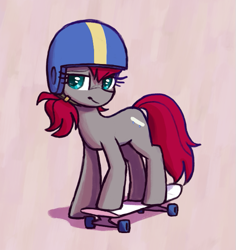 Size: 587x621 | Tagged: safe, artist:backgroundmares, imported from derpibooru, crimson skate, earth pony, pony, female, mare, skateboard, solo, tail