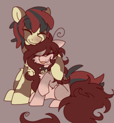 Size: 650x700 | Tagged: safe, artist:php193, imported from derpibooru, oc, oc:delirium, oc:inferno fusillade, earth pony, cute, duo, duo male and female, female, freckles, happy, hug, male