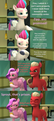 Size: 1920x4320 | Tagged: safe, artist:red4567, imported from derpibooru, pipp petals, sprout cloverleaf, zipp storm, earth pony, pegasus, pony, 3d, cellphone, comic, dialogue, eyes closed, female, g5, hoof heart, jewelry, male, mare, phone, reference, royal sisters (g5), siblings, sisters, sonic boom, sonic the hedgehog (series), source filmmaker, stallion, tiara, underhoof