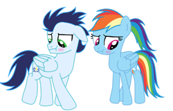 Size: 1280x820 | Tagged: safe, artist:soarindasher10, imported from derpibooru, rainbow dash, soarin', pegasus, pony, duo, duo male and female, female, male, shipping, simple background, soarindash, straight, teenager, transparent background