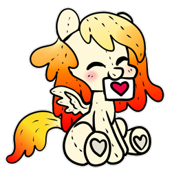 Size: 1500x1500 | Tagged: safe, artist:anykoe, imported from derpibooru, oc, oc:fixie, pegasus, blushing, chibi, commission, cute, eyes closed, female, heart, pegasus oc, plushie, sign, simple background, sitting, solo, spread wings, transparent background, wings, ych result, your character here