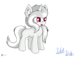 Size: 900x675 | Tagged: safe, artist:dawn079, imported from derpibooru, oc, oc:white wishes, pony, unicorn, female, filly, foal, horn, simple background, solo, white background