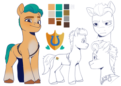 Size: 4132x2919 | Tagged: safe, artist:l211art, imported from derpibooru, hitch trailblazer, earth pony, pony, series:mym ref set, cutie mark, g5, looking at you, male, reference sheet, simple background, solo, stallion, white background