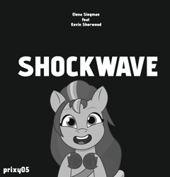 Size: 1194x1242 | Tagged: safe, artist:edy_january, artist:prixy05, editor:edy january, imported from derpibooru, sunny starscout, earth pony, pony, album, album cover, black and white, black background, call of duty, call of duty zombies, elena siegman, g5, grayscale, kevin sherwood, monochrome, music, my little pony: tell your tale, simple background, solo, song, youtube, youtube link