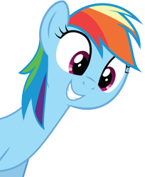 Size: 6780x8301 | Tagged: safe, artist:wissle, imported from derpibooru, rainbow dash, pegasus, pony, absurd resolution, cute, dashabetes, female, grin, long neck, looking down, low angle, mare, my little pony, necc, rainbow dash day, simple background, smiling, solo, squee, transparent background, vector