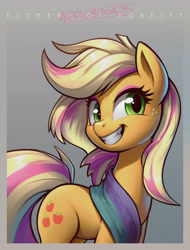 Size: 3200x4200 | Tagged: safe, artist:darkdoomer, applejack, earth pony, pony, 4chan cup scarf, alternate hairstyle, alternate mane color, grin, retro, smiling, solo