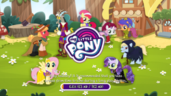 Size: 1920x1080 | Tagged: safe, imported from derpibooru, screencap, apple bloom, big macintosh, discord, fluttershy, rainbow dash, rarity, scootaloo, sweetie belle, cutie mark crusaders, elderly, female, filly, foal, g4, game screencap, gameloft, male, mare, official, photo, snow shy, snow white, snow white and the seven dwarfs, stallion